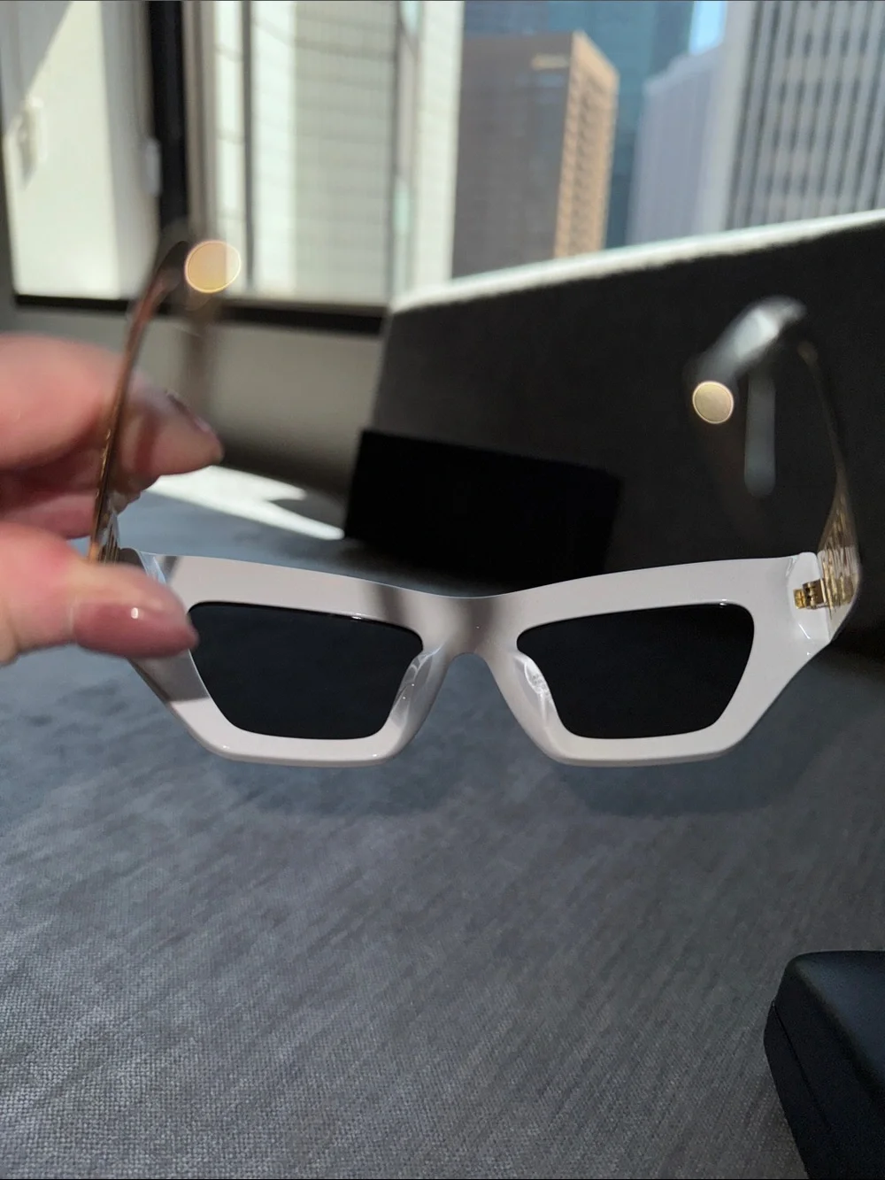 Versace White Cat-Eye Sunglasses with Black Lenses (full inclusion)